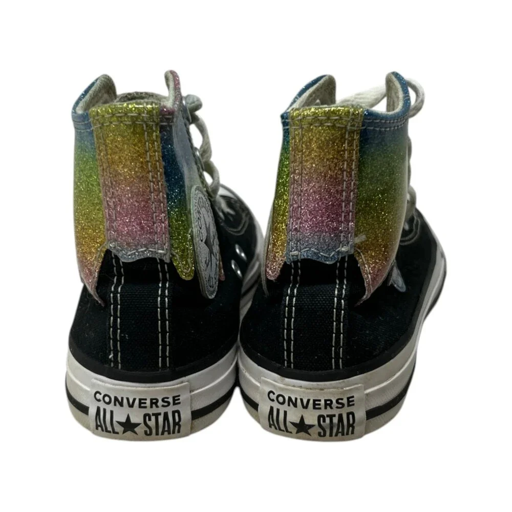 Converse Chuck Taylor All Star High Glitter Drip Youth Size 12 Rainbow Black